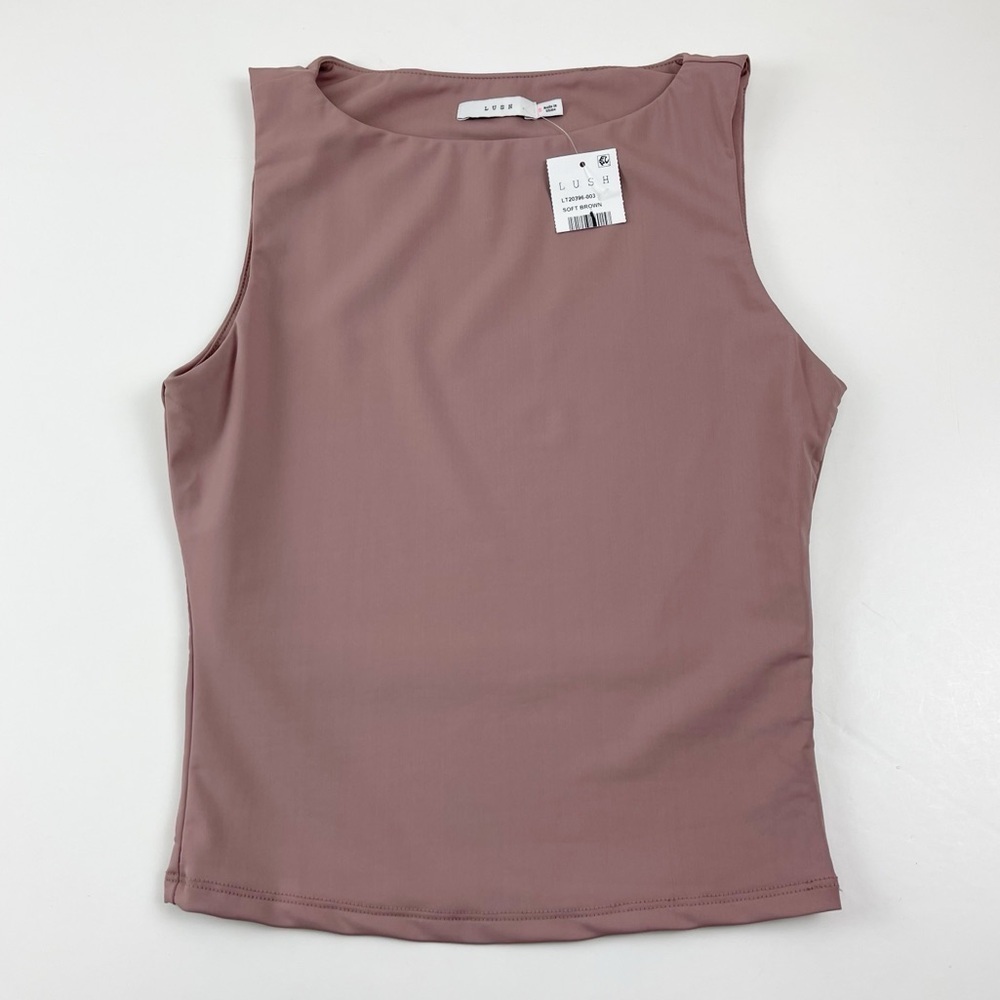 Lush Blouse Womens Size Small Soft Brown Sleeveless Tank Top NWT